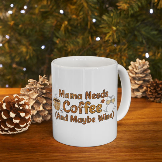 Coffee and Wine Lovers Ceramic Mug, Best Gift for Mom, Funny Mugs for Coffee Drinkers, Birthday, Housewarming, Unique Gifts